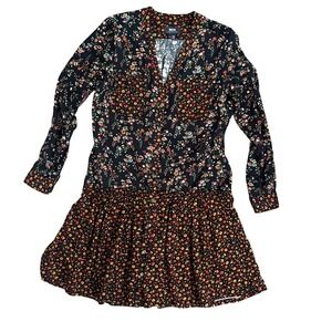 Anthropologie Maeve Floral Button Front Drop Waist Mini Dress Size US 0